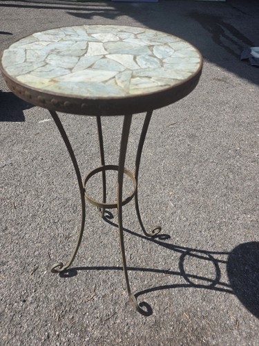 Iron slate plant stand rusty - &,
