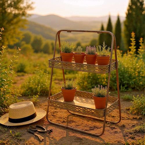 Rusty metal plant stand - plant, 2
