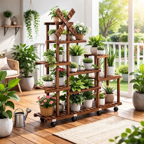 Premium wooden plant - wooden, stand